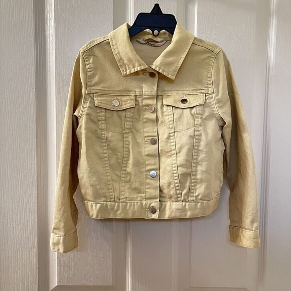 H&M Yellow Denim Twill Jacket Snap Buttons Girls Size 6-7 years - Picture 1 of 7